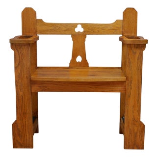 Arts and Crafts English Oak Hall Bench, 1900 For Sale