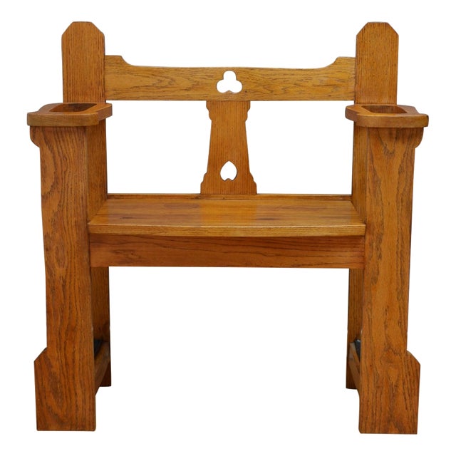 Arts and Crafts English Oak Hall Bench, 1900 For Sale