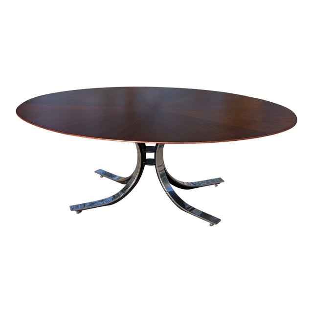 1970s Walnut Starburst Oval Dining Table by Osvaldo Borsani for Stow Davis For Sale