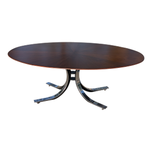 1970s Walnut Starburst Oval Dining Table by Osvaldo Borsani for Stow Davis