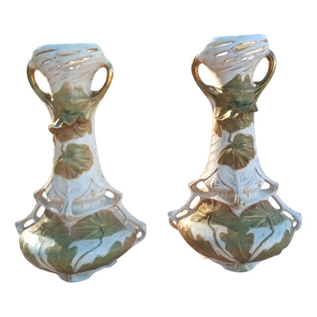 Art Nouveau Bohemia Vases from Royal Dux Bohemia, 1890s, Set of 2 For Sale