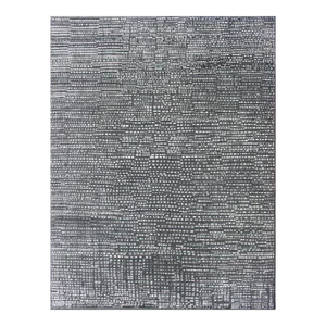 Distressed Modern Indian Wool Area Rug in Charcoal and White
