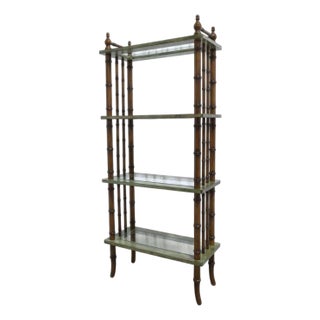 Four Tier Faux Bamboo and Glass Etagere For Sale