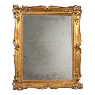 Wooden and Pastiglia Mirror, 1850s For Sale