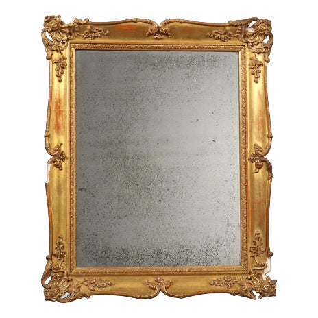 Wooden and Pastiglia Mirror, 1850s For Sale