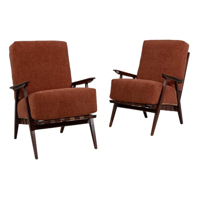 19th Century France Burnt Orange Wood Armchair For Sale