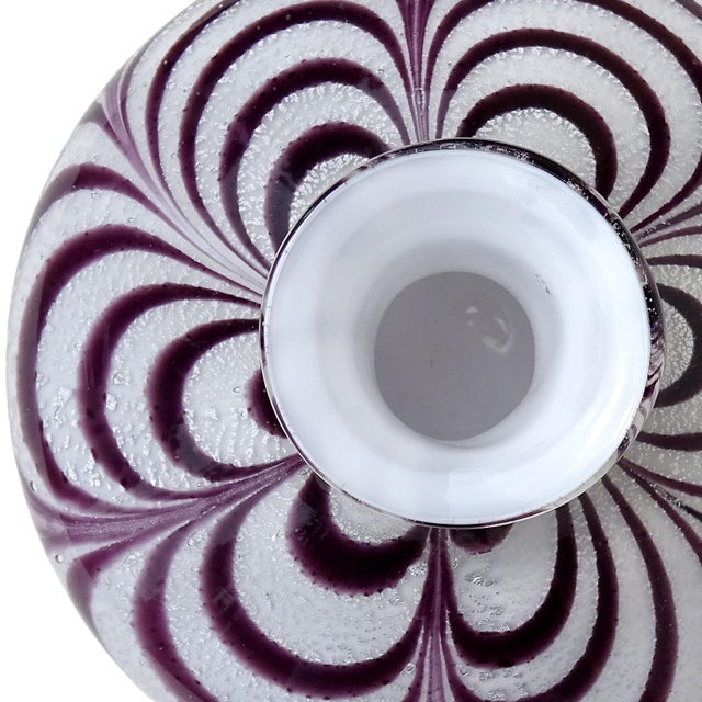 Murano Murano Vintage Silver Flecks Purple Fenicio Pulled Feather Italian Art Glass Mid Century Decanter For Sale - Image 4 of 6