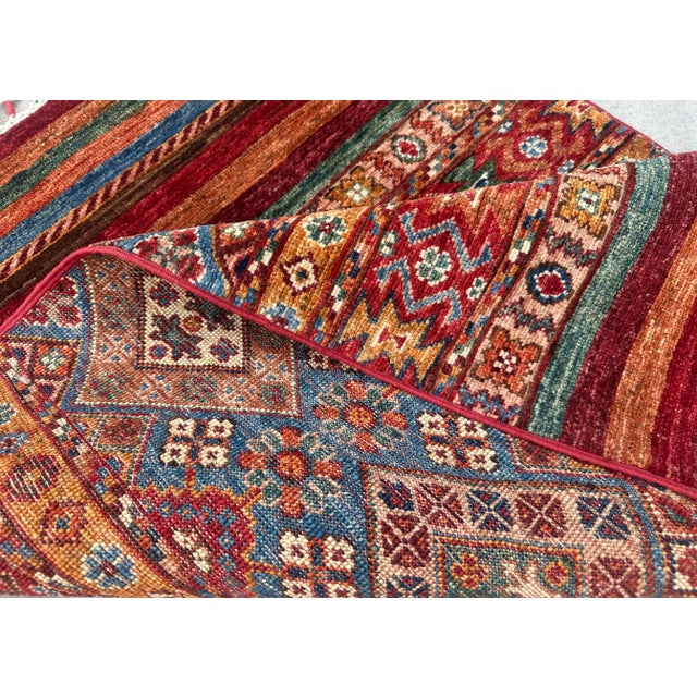 Vintage Tribal Kilim Rug – Handwoven Wool, 5x6 Ft, Red & Multicolor Pattern For Sale - Image 17 of 18