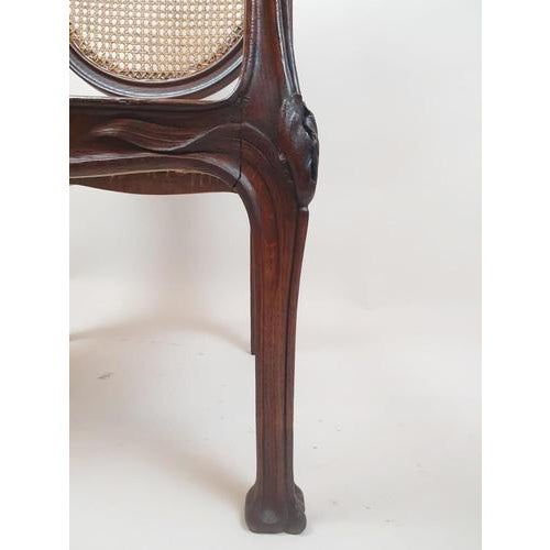 Art Nouveau Armchair In Oak And Canework.