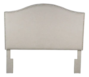 Modern Upholstered Full Size Upholstered Camelback Bed Brass Nailhead Trim