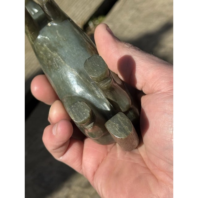 Fine Chinese 18th/19th Century Spinach Green Jade Horse Figurine - Qing Dynasty Style For Sale - Image 4 of 6