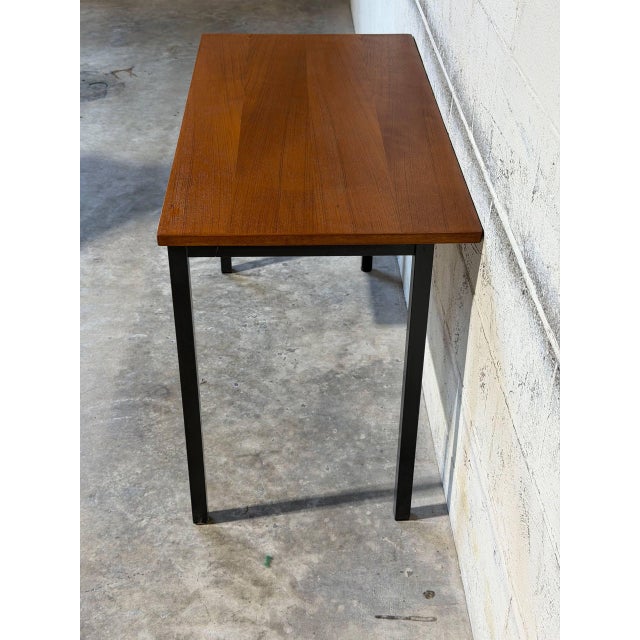 Teak Desk With Single Floating Drawer and Black Metal Frame Danish Mid-Century Modern 1970s For Sale - Image 10 of 12