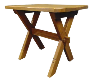 Viking Oak Mid Century Modern Trestle Base Side Table