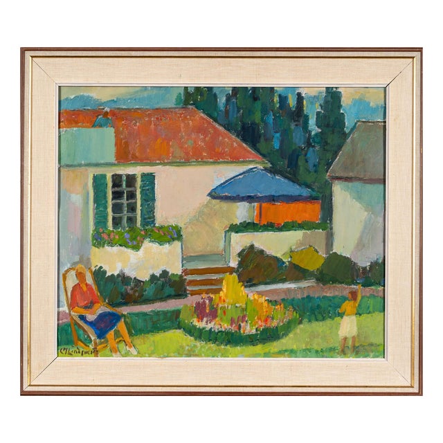 Carl Magnus Lindqvist, Summer Cottage, 1960s, Oil on Canvas, Framed For Sale