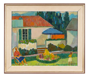 Carl Magnus Lindqvist, Summer Cottage, 1960s, Oil on Canvas, Framed