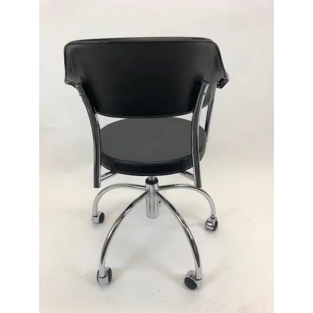 Modern Italian Black Leather Chair and Chromed Stainless Steel. Made by ARTE