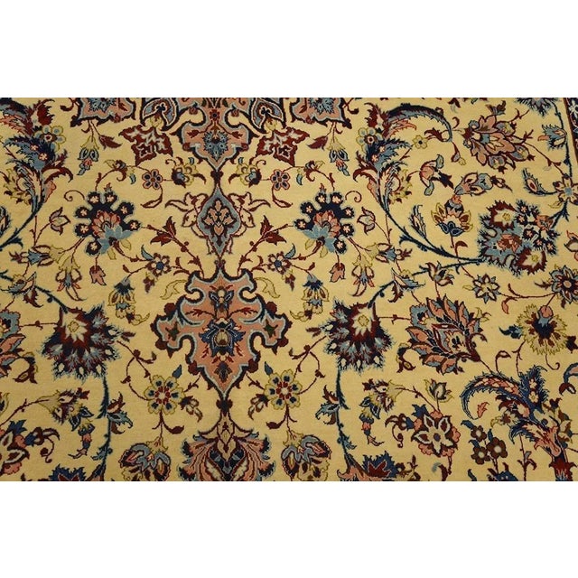 1940s 1940s Traditional Beige Floral Shah Abbas Antique Isfahan Wool Silk Carpet Rug For Sale - Image 5 of 6