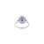 Metal Diamonds Halo Oval Cut Sapphire Cocktail Ring in 14k Solid White Gold Size 5.5 For Sale - Image 7 of 12