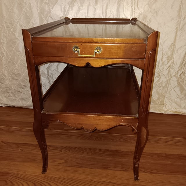 A Pair of Vintage Cherry Imperial End Tables/ Nightstands Made in Grand Rapids Michigan. Featuring original brass...