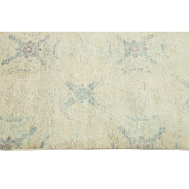 2010s Handmade Beige Modern Oushak Style Wool Rug With Allover Pattern For Sale - Image 5 of 9