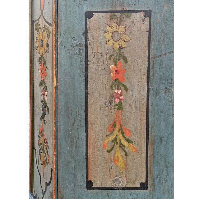 Folk Art Painted Wardrobe in Fir, 1808 For Sale - Image 9 of 18