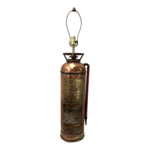 Early 20th Century Antique Copper Fire Guard Detroit Foam Extinguisher Lamp