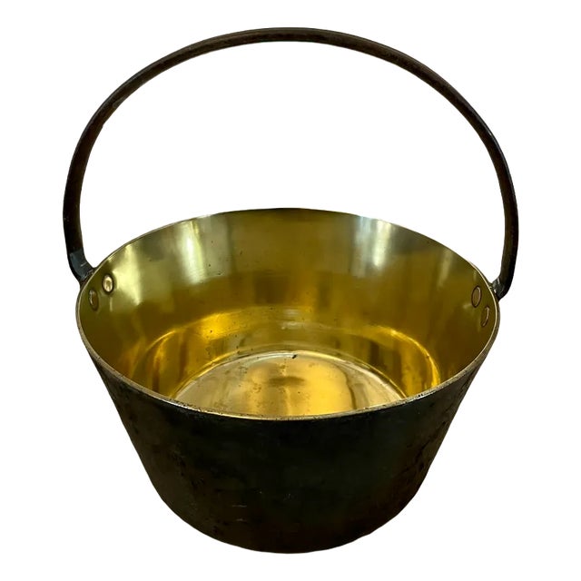 Large Antique Victorian Brass Pail For Sale