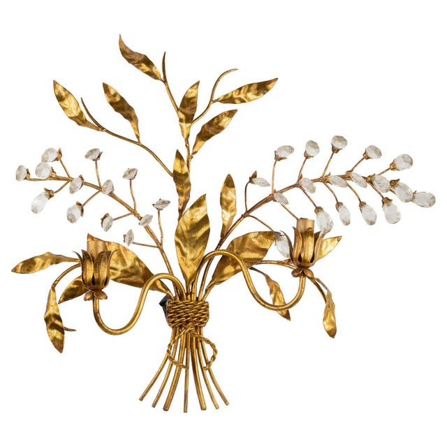 Gilded Brass Bracket Lamp in the style of Hans Kohl, Late 20th Century For Sale - Image 5 of 5