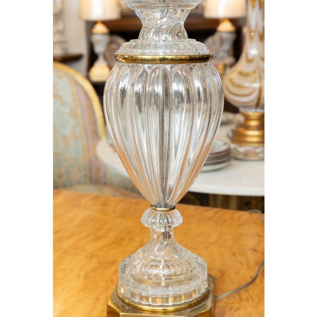 French Pair of French Glass Table Lamps For Sale - Image 3 of 7