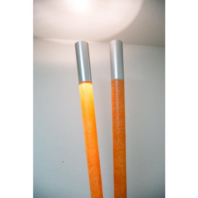 Mid Century Modern Floor Lamp Bamboo 2 Light Viabizzuno Italian Fiberglass Tall For Sale In Sacramento - Image 6 of 12