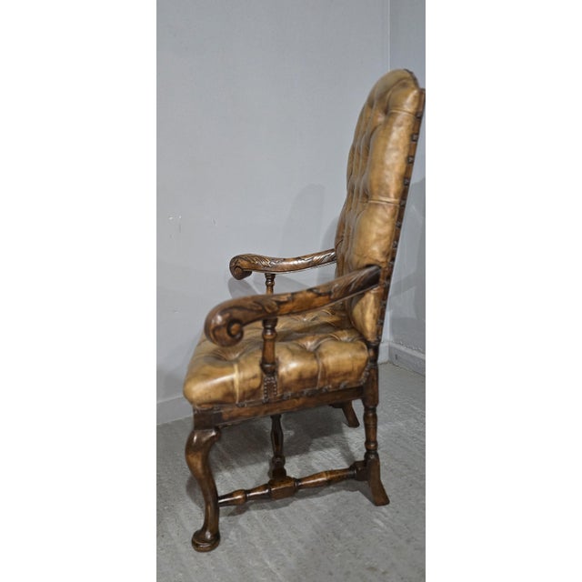 Brown William and Mary Revival Walnut Library Chair, 1880 For Sale - Image 8 of 17