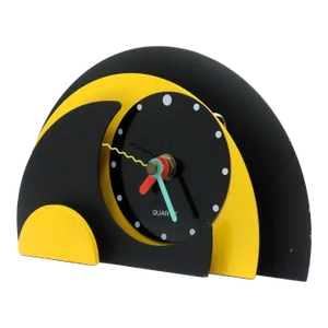 1980s Yellow & Black Stacked Desk or Mantel Clock