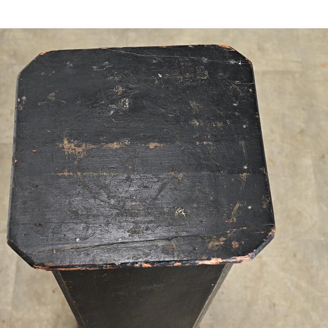 Wood French Vintage Painted Black Pedestal For Sale - Image 7 of 8