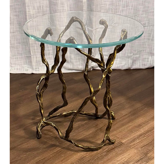 Global Views Studio a by Global Views Twistwood Side Table-Antique Brass For Sale - Image 4 of 8