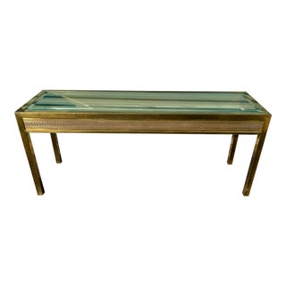 Vintage Brass Filigree Glass Table Madison Jansen Style For Sale