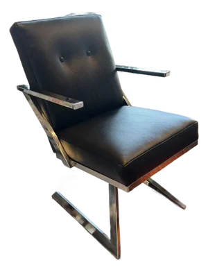 Vintage Italian Chrome and Black Leather Swivel Cantilever Chairs