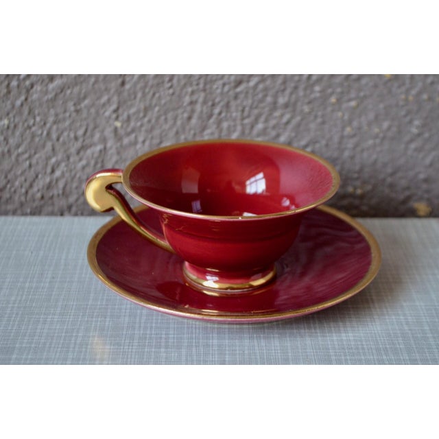 Art Deco Harlequin Coffee Service in Colored and Gilded Porcelain, 1940s, Set of 15 For Sale - Image 12 of 18