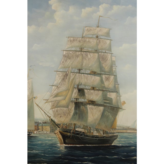 Artist Signed Oil on Canvas Tall Ships Painting For Sale - Image 12 of 14
