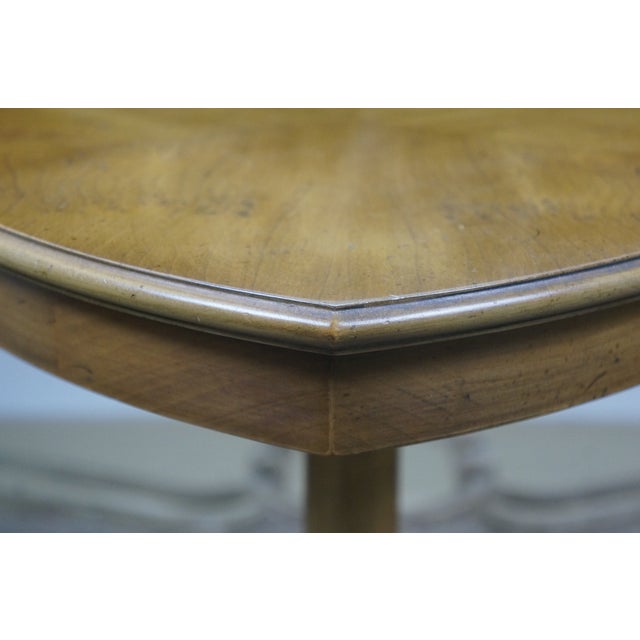 Mid 20th Century Wm a Berkey John Widdicomb Olive Wood Triangle Pedestal End Table 22" For Sale - Image 9 of 16
