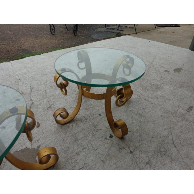 Metal Italian Gilt Wrought Iron Side Tables - A Pair For Sale - Image 7 of 12