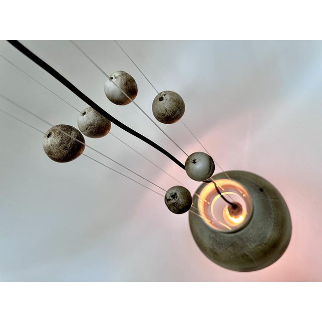 Beige Large Brutalist Studio Ceramic Art Hanging Lamp with Cascading Ceramic Spheres from Bücking-Börnsen, Germany, 1960s For Sale - Image 8 of 18