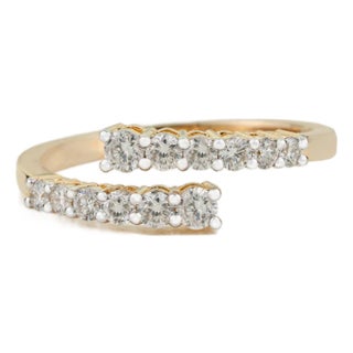 14k Yellow Gold Open Diamond Open Bypass Modern Ring Size 7 For Sale