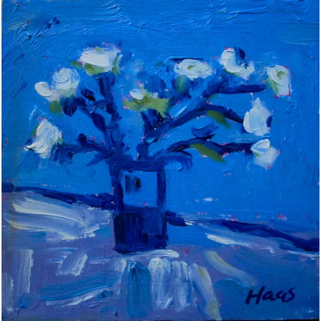 Blue on Blue #2 Monochromatic Blue Oil Painting For Sale