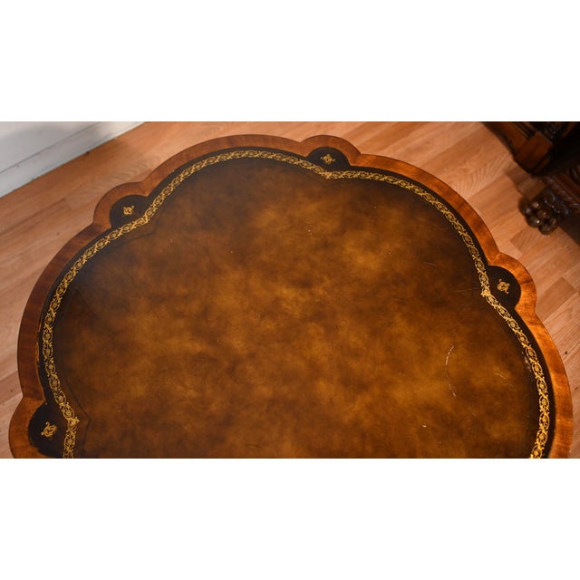 1930s Weiman English Regency Mahogany & Leather Top Center Table For Sale - Image 16 of 17