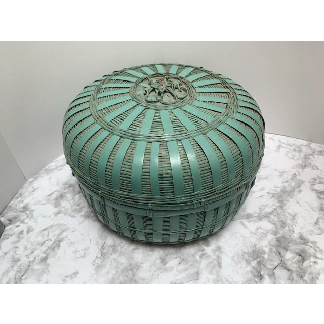 Vintage Asian Chinoiserie Rustic Earthy Storage Decor Basket For Sale In Sacramento - Image 6 of 7