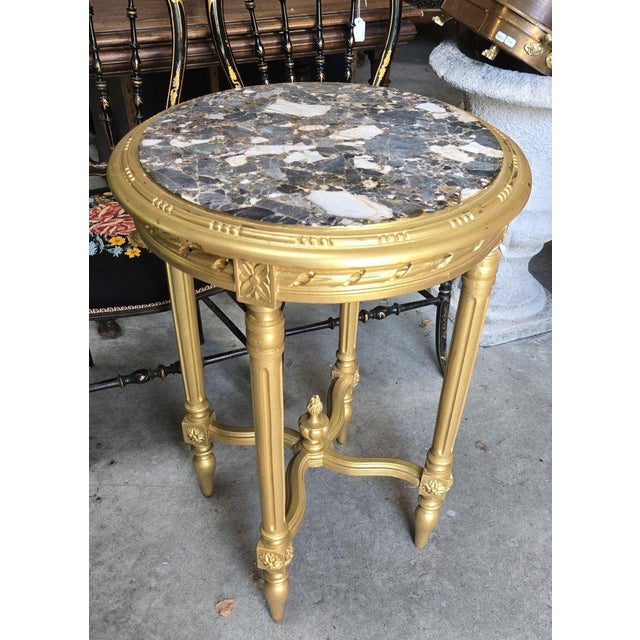 Louis XVI Round Giltwood Side Table For Sale - Image 5 of 6