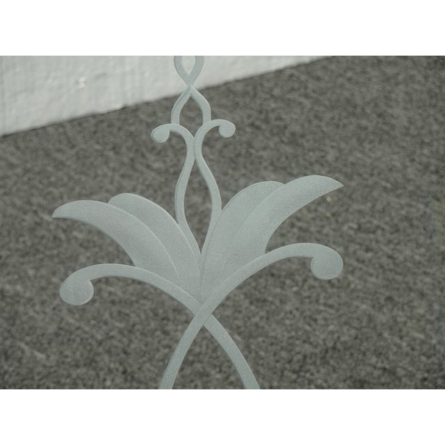 Fireplace Screen With Three Panel Floral Etched Glass and Brass Hinges For Sale - Image 14 of 18