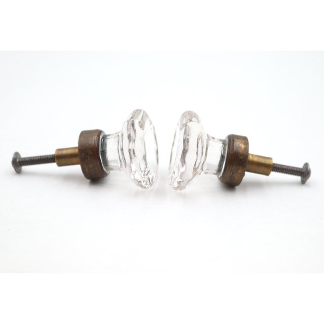 Traditional Pair of Vintage 1.25 In. Concave Octagon Clear Glass Cabinet Knobs For Sale - Image 3 of 4