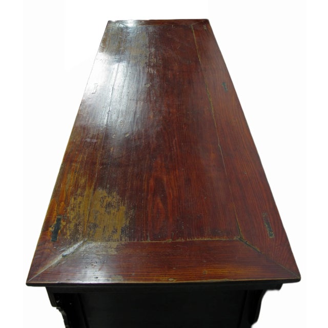 Deep Reddish Brown Antique Chinese Sideboard Buffet Cabinet For Sale - Image 9 of 12