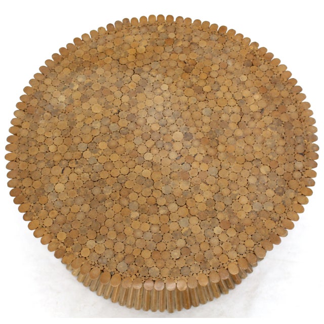 Brown Round Wheat Bamboo Sheaf Base Coffee Table Mid-Century Modern McGuire For Sale - Image 8 of 12